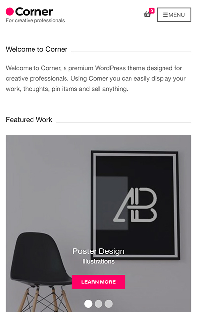 Mobile screenshot of Corner WordPress theme