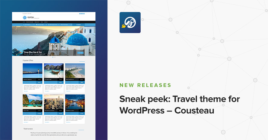 Sneak peek: Travel theme for WordPress – Cousteau WordPress template