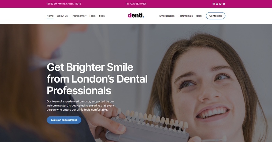Denti is the new Roxima variation for Dentists WordPress template
