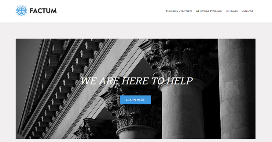 Factum is a WordPress theme for law professionals WordPress template