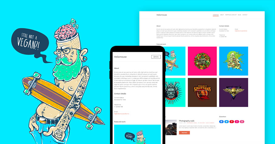 Build your new online portfolio with Hellomouse WordPress template