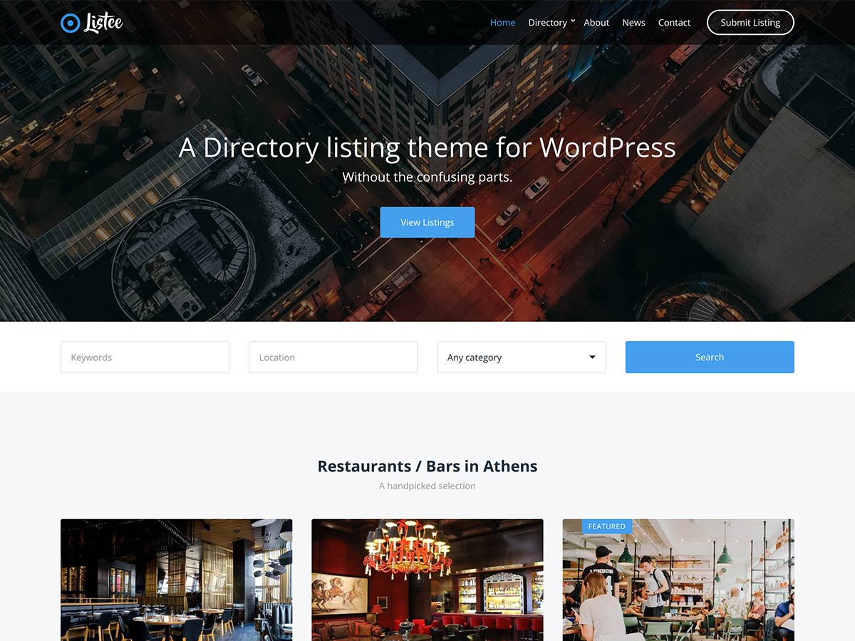 Desktop screenshot of Listee WordPress theme