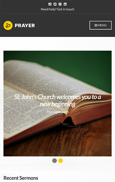 Mobile screenshot of Prayer WordPress theme