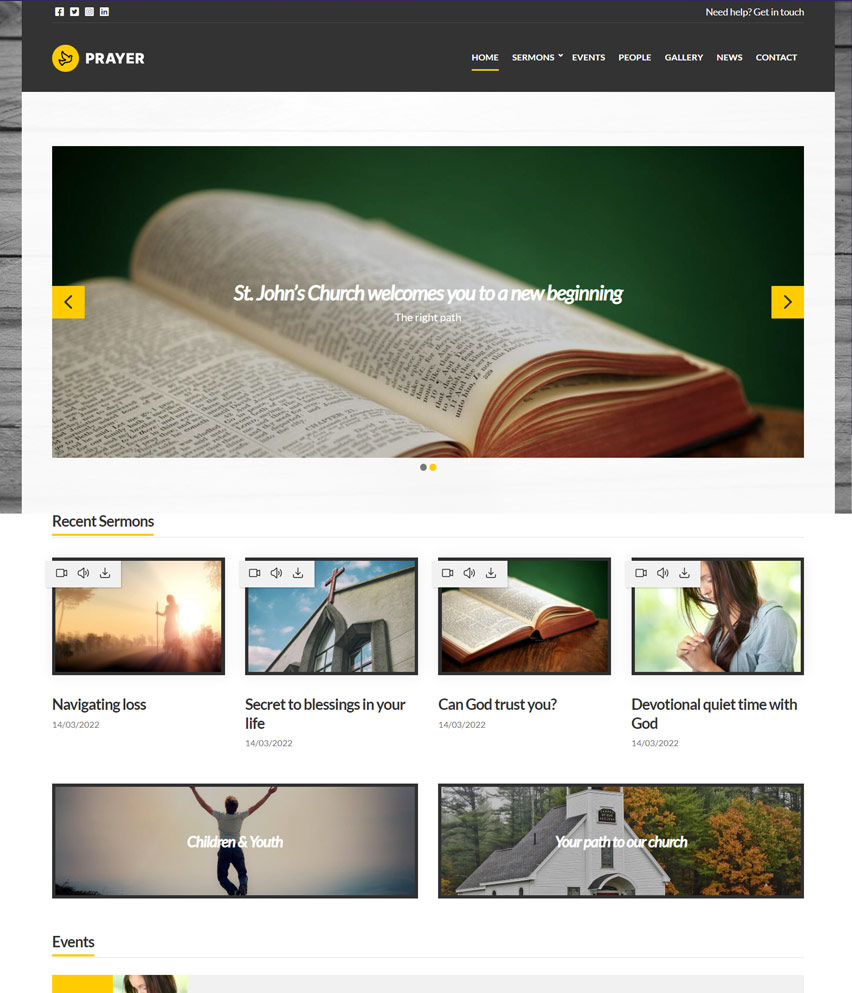 Prayer WordPress template