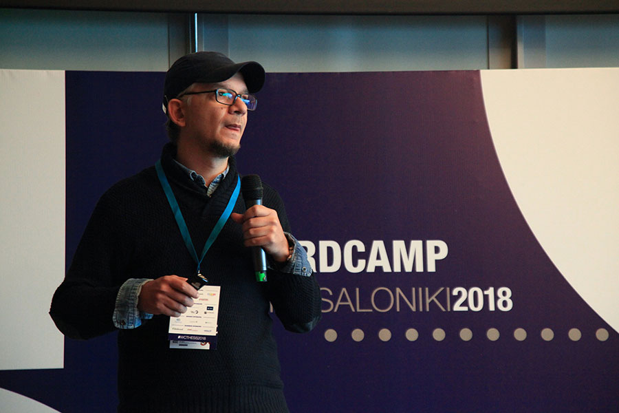 Gerasimos speaking at WordCamp Thessaloniki 2018